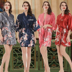 Imitation Silk Crane Pajamas