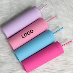 Rubber Frosted Straw Tumbler