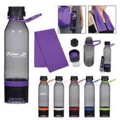 Multifunctional Sports Bottle With Phone Holder And Towel