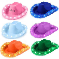 Christmas Raw Edge Cowboy Hat with Lights