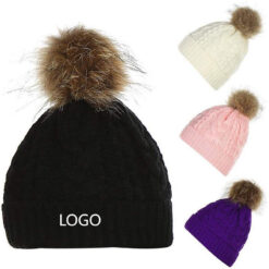 Adult Fox Fur Ball Winter Hats