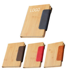 A5 Lined Bamboo Hardcover PU Magnetic Closure Notebook