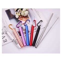 Travel Metal Straw with Aluminum Alloy Storage Tube